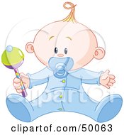 Poster, Art Print Of Baby Boy Playing With A Rattle