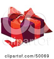 Poster, Art Print Of Purple Gift Box Sealed With A Red Ribbon