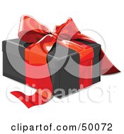 Poster, Art Print Of Black Gift Box Sealed With A Red Ribbon