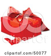 Poster, Art Print Of Red Gift Box Sealed With A Red Ribbon