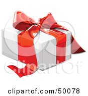 Poster, Art Print Of White Gift Box Sealed With A Red Ribbon