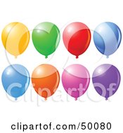 Royalty Free RF Clipart Illustration Of A Digital Collage Of Colorful Balloons Floating