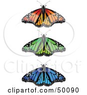Digital Collage Of Spanned Colorful Monarch Butterflies