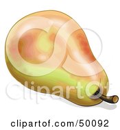 Poster, Art Print Of Ripe Orange And Yellow Pear With A Stem