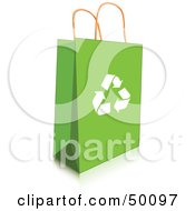 Poster, Art Print Of Green Recycled Shopping Or Gift Bag With Recycle Arrows