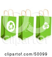 Digital Collage Of Three Green Recycled Gift Or Shopping Bags