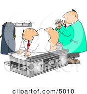 Humorous Male Doctor Giving Patient A Prostate Examination Clipart by djart #COLLC5010-0006