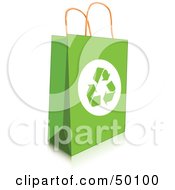 Green Recycled Shopping Bag With Recycle Arrows