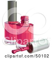 Poster, Art Print Of Brush Resting By Two Bottles Of Pink Nail Polish