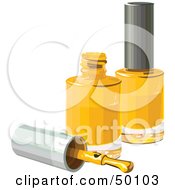 Poster, Art Print Of Brush Resting By Two Bottles Of Yellow Nail Polish