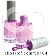 Poster, Art Print Of Brush Resting By Two Bottles Of Purple Nail Polish