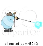 African American Man Using A High Powered Water Pressure Washer Clipart by djart