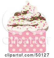 Poster, Art Print Of Chocolate Cupcake With Vanilla Frosting And Colorful Sprinkles