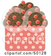 Poster, Art Print Of Chocolate Brownie Cupcake With Red Candy Drops