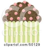 Poster, Art Print Of Chocolate Brownie Cupcake With Flower Sprinkles