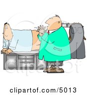 Scared And Worried Man Getting His First Prostate Exam Clipart