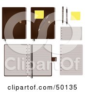 Royalty Free RF Clipart Illustration Of A Digital Collage Of Organizers Pens And Paper