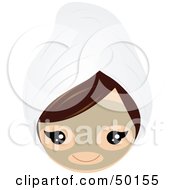 Poster, Art Print Of Brunette Girls Face Wearing A Clay Mask And A Head Towel