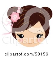 Poster, Art Print Of Brunette Girls Face Wearing A Floral Hair Accessory