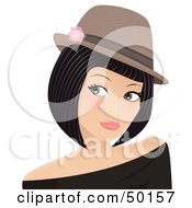 Poster, Art Print Of Pretty Young Lady Wearing A Hat And Looking Left