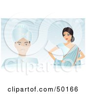 Poster, Art Print Of Indian Groom And Bride Against A Blue Background