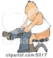 Man Putting On Pants Clipart