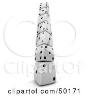 Royalty Free RF Clipart Illustration Of A Tower Of Stacked White 3d Dice With Black Dots
