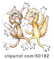Royalty Free RF Clipart Illustration Of A Couple Of Cats Scratching And Fighting