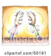 Royalty Free RF Clipart Illustration Of Two Grown Men Screaming At Each Other by C Charley-Franzwa