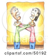 Poster, Art Print Of Two Grown Men Angrily Grabbing Eachothers Throats
