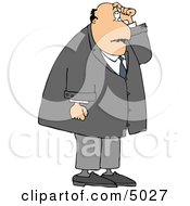 Man With Short Term Memory Scratching His Head While Trying To Remember Something Clipart