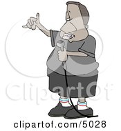 Ethnic Man Rapping Through A Microphone Clipart