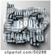 Royalty Free RF 3D Clipart Illustration Of A Group Of Typesetting Letter Blocks With The Word BOOK On Top by Frank Boston
