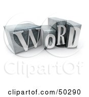 Royalty Free RF 3D Clipart Illustration Of Silver WORD Typeset Blocks by Frank Boston