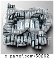 Royalty Free RF 3D Clipart Illustration Of A Group Of Typesetting Letter Blocks With The Word JOBS On Top by Frank Boston