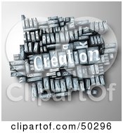 Royalty Free RF 3D Clipart Illustration Of A Group Of Typesetting Letter Blocks With The Word CREATION On Top by Frank Boston