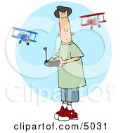Teenage Boy Flying A Remote Control Model Airplane Clipart