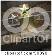 Royalty Free RF 3D Clipart Illustration Of Three Star Trophies Version 1