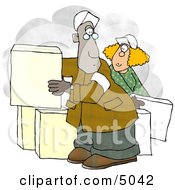 Man And Woman Moving Boxes Clipart