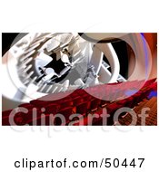 Royalty Free RF 3D Clipart Illustration Of Red Seats In A Movie Theater Facing A Clock On A Big Screen