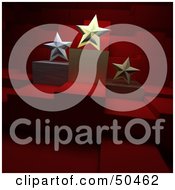 Royalty Free RF 3D Clipart Illustration Of Three Star Trophies Version 2