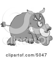 Angry Rhino Charging At Something In Attack Mode Clipart
