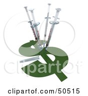 Royalty Free RF 3D Clipart Illustration Of Medical Syringes In A Dollar Symbol Version 2