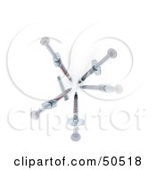 Royalty Free RF 3D Clipart Illustration Of A Group Of Medical Syringes Poking Into A White Surface Version 2 by Frank Boston