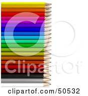 Royalty Free RF 3D Clipart Illustration Of A Row Of A Colorful Array Of Rainbow Pencils by Frank Boston
