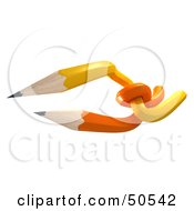 Royalty Free RF 3D Clipart Illustration Of Orange And Yellow Tangled Pencils