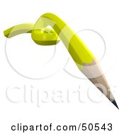 Royalty Free RF 3D Clipart Illustration Of A Twisted Yellow Pencil