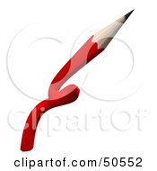 Royalty Free RF 3D Clipart Illustration Of A Twisted Red Pencil