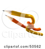 Royalty Free RF 3D Clipart Illustration Of Orange And Yellow Interlaced Pencils