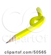 Royalty Free RF 3D Clipart Illustration Of A Twisted Yellow Pencil
